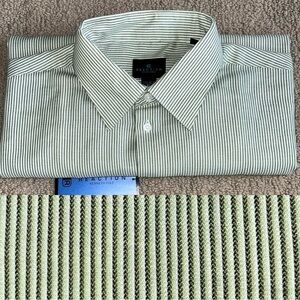 NEW Kenneth Cole Reaction green striped long sleeve button down shirt Men’s XL